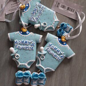 3 Christmas Tree Ornaments Mommy's Favorite Baby Blue
